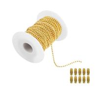Cadena de bolas Cadena de bolas de metal de 30 m for fabricación de joyas Suministros for manualidades DIY con conector de 60 piezas for fabricación de joyas(Golden,1.2mm)