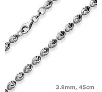 Cadena De Bolas De 3,9Mm De Plata Collier Collar De 925 Plata Rutenada 45Cm