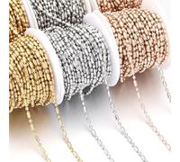 Cadena de bolitas, Cadena De Cuentas De Bolas De Acero Inoxidable, Espaciador Suelto Ovalado De 2,4mm for Fabricación De Joyas, Etiqueta De 10 Yardas Por Rollo(Gold)