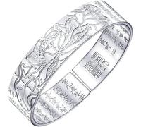 Cadena De Brazalete Clásico,Pulsera De Plata De Ley 925 for Mujer Tallada A Mano Moda Lotus Exquisita Joyería for Mujer Cumpleaños