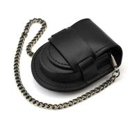 (Cadena de bronce-Negro) Estuche de cuero para reloj de bolsillo con cadena y funda para reloj de bolsillo