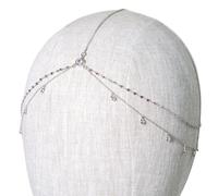 Cadena de cabeza con borlas largas de cristal, joyería nupcial, cadena de frente con diamantes de imitación, accesorio para el cabello de mujer, joyería india, talla única, como se describe