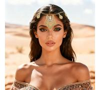 Cadena de cabeza dorada egipcia, diadema de moneda, cadenas de pelo para mujer, accesorios de baile de graduación