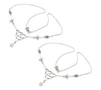 Cadena de Cabeza Gótica Ajustable para Mujer, 2 Piezas de Aleación | Plata Cuentas Brillantes, Estilo Delicado y Encantador, Uso Diario o Boda, se Lleva como Diadema