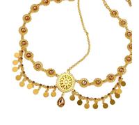 Cadena de cabeza india de colores vibrantes con elegantes diamantes de imitación y borlas de monedas para mujer, tocado de boda, accesorios de boda, talla única, como se describe, como se describe