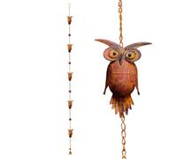 Cadena de canalón, cadena de metal de búho de 7.5 pies, decoración de jardín para entrada, casa, baño, guardería, oficina, mesita de noche, jardín exterior