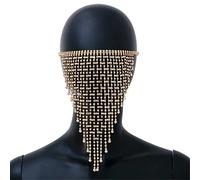 Cadena de cara con borla de cristal bohemio para mujer, para Halloween, fiesta de cosplay, talla única, Diamante falso