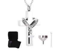 Cadena de cenizas - Colgante de cenizas portátil - Elegante medallón de urna en forma de cruz para recuerdos, espectáculos en casa, viajes, exteriores, se beskrivning, Metal, Unisex adulto