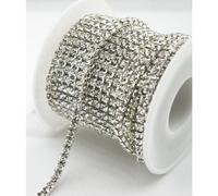 Cadena de cierre de diamantes de imitaci n de cristal de 10 yardas de AEAOA, adorno transparente para costura artesanal, color plateado (3 mm)