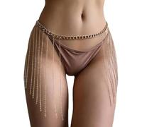 Cadena de cintura con borlas, cadena de metal, accesorio de cintura de moda, joyería corporal para mujer, deseo para niñas, club nocturno, talla única, como se describe, como se describe