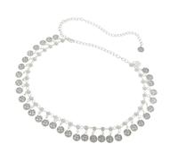 Cadena de cintura con forma de moneda de metal hecho a mano estilo étnico cinturón joyería vacaciones viajes diario única cadena de cintura, フリーサイズ, No es una piedra preciosa