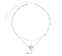 Cadena de cintura de cuerpo de ojo de diablo de doble capa Cadena de traje de baño de playa misteriosa y sexy Joyería de ombligo chapada en oro ajustable Qixi Regalo de cumpleaños para tu novia