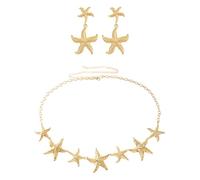 Cadena De Cintura De Estrella De Mar Dorada De 1 Pieza, 1 Par De Aretes De Estrella De Mar Dorada, Cinturón De Cintura A La Moda Que Combina Con Todo, Accesorios Para Las Vacaciones De Verano.