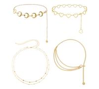 Cadena De Cintura De Oro De 4 Piezas, Cadena De Cuerpo Creativo De Metal, Retro Y Elee, Decoración De Cintura Ajustable, Adornos De Ropa para Mujeres.