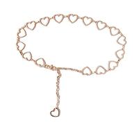 Cadena de cintura geométrica de una sola capa en forma de corazón con cintura hueca para mujer, joyería de metal, cadenas para mujer, talla única, como se describe, como se describe