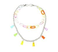 Cadena de cintura Punk, anillo metálico, cadena para pantalones, espectáculo de escenario, cadena de cintura para pantalones vaqueros, accesorios de cadena, colgante de cuentas de arcoíris