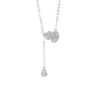 Cadena de clavícula de plata de ley 925 con borla china, talla única, Plata, No es una piedra preciosa