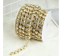 Cadena de copa de cristal esparcido SS28/SS38 de 6 mm y 8 mm, con adorno de copa, de gran tamaño, transparente, para coser, para accesorios de ropa, cristal dorado, 6 mm, 10 yardas por rollo