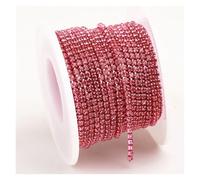 Cadena de copa de diamantes de imitación de cristal opalino rosa, verde y azul de 2 mm y 1 yarda con purpurina for decoración de vestidos de boda(Rose,SS6(2mm)-1yard)