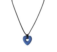 Cadena de cordón Blackhide con dije de corazón vacío y cadena limitada de factores de piedra volcánica, One Size, como se describe, como se describe