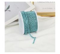 Cadena De Cristal 2mm-4mm Glass Rhinestone Chain Trim With Colorful Bottom Sewing Strass Cup Chain Crystal Banding Glue On Rhinestone Trim(Aquamarine,10yards,SS16-4mm)