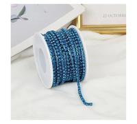 Cadena De Cristal 2mm-4mm Glass Rhinestone Chain Trim With Colorful Bottom Sewing Strass Cup Chain Crystal Banding Glue On Rhinestone Trim(Capril Blue,5yards,SS6-2mm)