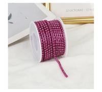 Cadena De Cristal 2mm-4mm Glass Rhinestone Chain Trim With Colorful Bottom Sewing Strass Cup Chain Crystal Banding Glue On Rhinestone Trim(Fuchsia,10yards,SS12-3mm)