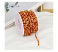 Cadena De Cristal 2mm-4mm Glass Rhinestone Chain Trim With Colorful Bottom Sewing Strass Cup Chain Crystal Banding Glue On Rhinestone Trim(Topaz,10yards,SS8-2.5mm)