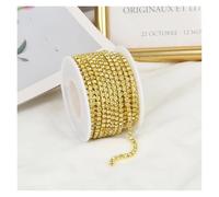 Cadena De Cristal 2mm-4mm Glass Rhinestone Chain Trim With Colorful Bottom Sewing Strass Cup Chain Crystal Banding Glue On Rhinestone Trim(Jonquil,5yards,SS6-2mm)