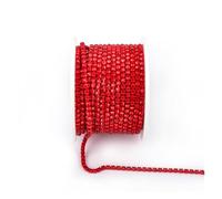 Cadena De Cristal Arrival Colorful Rhinestone Chains Dense Fancy Chain Apparel Sewing Glass Rhinestone Cup Chain With Colorful base(Light Red,SS12(3mm)-5yards)