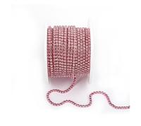 Cadena De Cristal Arrival Colorful Rhinestone Chains Dense Fancy Chain Apparel Sewing Glass Rhinestone Cup Chain With Colorful base(Pink,SS12(3mm)-10yards)