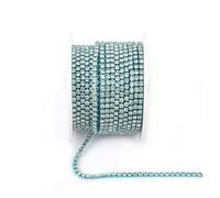 Cadena De Cristal Arrival Colorful Rhinestone Chains Dense Fancy Chain Apparel Sewing Glass Rhinestone Cup Chain With Colorful base(Blue Base-Crystal,SS12(3mm)-5yards)