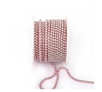 Cadena De Cristal Arrival Colorful Rhinestone Chains Dense Fancy Chain Apparel Sewing Glass Rhinestone Cup Chain With Colorful base(Pink Base-Crystal,SS12(3mm)-10yards)