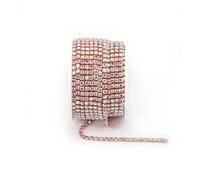 Cadena De Cristal Arrival Colorful Rhinestone Chains Dense Fancy Chain Apparel Sewing Glass Rhinestone Cup Chain With Colorful base(Rose Gold Crystal AB,SS6(2mm)-10yards)