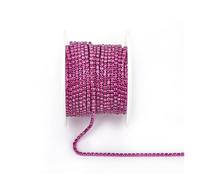 Cadena De Cristal Arrival Colorful Rhinestone Chains Dense Fancy Chain Apparel Sewing Glass Rhinestone Cup Chain With Colorful base(Fuchsia,SS12(3mm)-5yards)