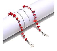 Cadena De Cristal Hecha A Mano De Cristal De Piedra Natural Cuerda Colgante Mujeres Hombres Retro Amatista Turquesa Gafas De Sol Cordón Cordón Para Gafas,coral Rojo 2