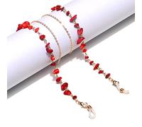 Cadena De Cristal Hecha A Mano De Cristal De Piedra Natural Cuerda Colgante Mujeres Hombres Retro Amatista Turquesa Gafas De Sol Cordón Cordón Para Gafas,coral Rojo 1