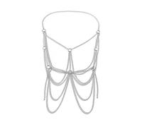 Cadena de cruz circular de múltiples capas punk para hombre, accesorio de cadena de pecho para hombre, arnés para fiesta, club, joyería corporal, joyería corporal