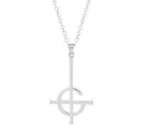 Cadena de cruz Ghost para hombre, cadena de cruz de plata, destiny's gate ghosts crosskette anhänger halskette punk cross ghos kette ghost band reverse satán necklace eisernes kreuz kette damen, talla
