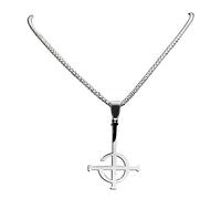 Cadena de cruz Ghost para hombre, cadena de cruz de plata, destiny's gate ghosts crosskette anhänger halskette punk cross ghos kette ghost band reverse satán necklace eisernes kreuz kette damen, talla
