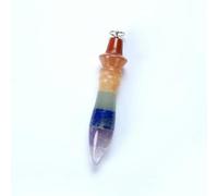 Cadena de cuentas de 7 chakras, piedra natural, arco iris, 7 colores, cristal de energía, péndulo, dowsing hipnosis, amuleto de joyería