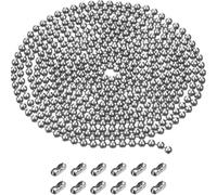 Cadena de cuentas de bolas. Cadena de Bolas Acero Inoxidable 20 Metros con 200 Piezas Conectores a Juego for Fabricación Joyas(2.4mm ball chain)