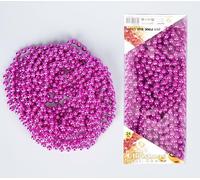 Cadena de cuentas de Navidad de 7,2 m, color rosa brillante, guirnalda metálica de cuentas de Navidad, perlas artificiales, oropel para colgar en el árbol de Navidad, decoraciones de bricolaje, arte y