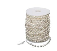 Cadena De Cuentas De Perlas 4mm 6mm 8mm 10mm cuentas de perlas semiredondas cadena guirnalda flores for decoración boda accesorios joyería DIY Para Decoración(Ivory)