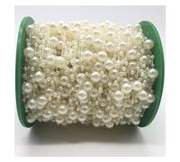 Cadena De Cuentas De Perlas 5 yardas/lote de cuentas 8mm, perlas artificiales, cadena, guirnalda flores, decoración for fiesta boda, tocados for novias Para Decoración(02)