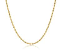 Cadena de cuerda chapada en plata de 4 mm - Diseño trenzado audaz para hombres y mujeres - Collar unisex de alto brillo para uso diario o en capas - Bling King London, 24in, Latón, No es una piedra