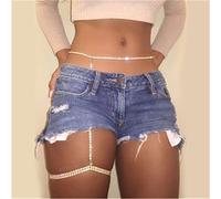 Cadena de cuerpo sexy Cadena de cuerpo de metal sexy Ahueca hacia fuera el mosaico de diamantes de imitación Cubrir hasta la cintura Cadena de la pierna Accesorios del festival de música Cadenas del cuerpo Cadena del cuerpo para mujeres (Color del metal: Plata) (A Gold)