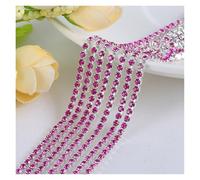 Cadena de diamantes de imitación de cristal de 1 metro, de 2 a 4 mm, for coser y pegar, accesorios for manualidades y prendas(LightPurpleRed,SS10-2.8mm)