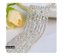 Cadena de diamantes de imitación de cristal de 1 metro, de 2 a 4 mm, for coser y pegar, accesorios for manualidades y prendas(AB Color,SS6-2mm)