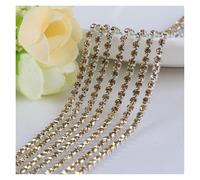 Cadena de diamantes de imitación de cristal de 1 metro, de 2 a 4 mm, for coser y pegar, accesorios for manualidades y prendas(CrystalYellow,SS6-2mm)